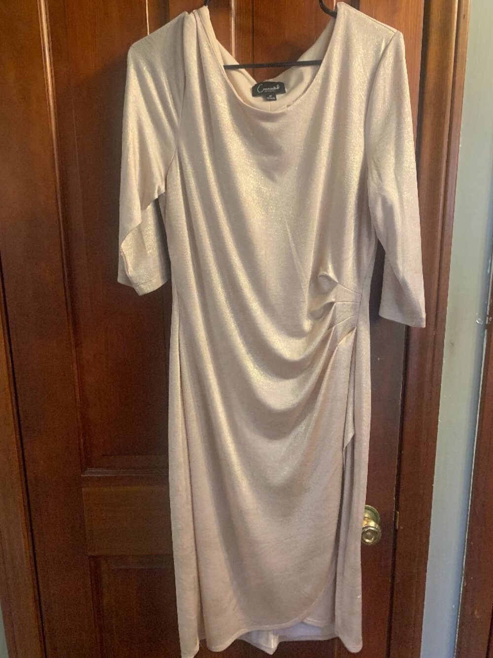 Connect apparel women size 12 slink light gold tone cocktail dress SELLING AS IS